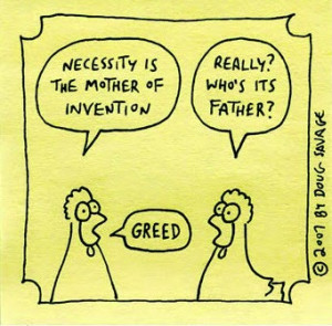Joke, Humor Cartoon on greed.