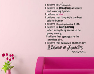 Wall Quote - Vinyl W all Decals - I Believe in Pink - Girly Wall Quote ...