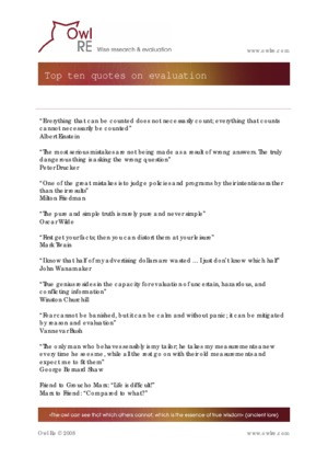 Top ten quotes on evaluation - Owl RE Wise research & evaluation PDF: