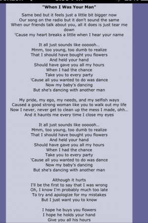 ... Back > Quotes For > Bruno Mars Quotes From Songs When I Was Your Man