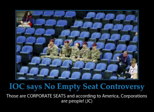... empty seats were set aside for so-called Olympic family members, which