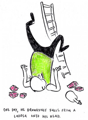 Tim Finnegan falls off his ladder in a scene from James Joyce's ...