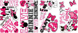 New Disney MINNIE MOUSE LOVES PINK WALL DECALS Black White Stickers ...
