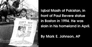 Iqbal in front of the Paul Revere Statue in Boston