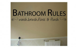 Wall quote - Bathroom Rules - Vinyl Wall Art