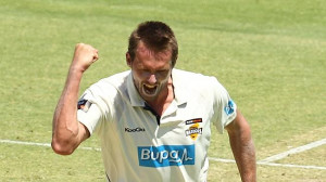 Michael Hogan celebrates a wicket Picture Paul Kane Getty Images