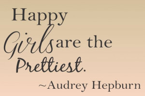 Happy Girls are the Prettiest. Audrey Hepburn Quote Vinyl Wall Art ...