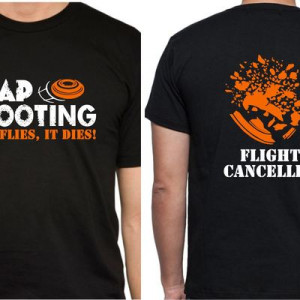 ... trap shooting - if it flies, it dies! flight cancelled black t-shirt