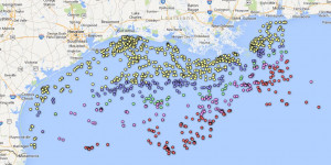 look at oil production platforms in the gulf of mexico