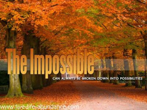 The impossible can always be broken down into possibilities.
