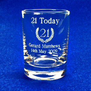 21st Birthday invite idea – Have shot glasses etched with the party ...