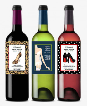 personalized BRIDAL SHOWER wine bottle labels theme favors