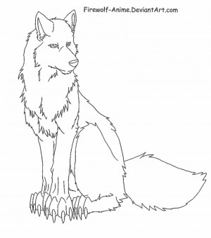 Sitting Wolf LineArt by Firewolf-Anime