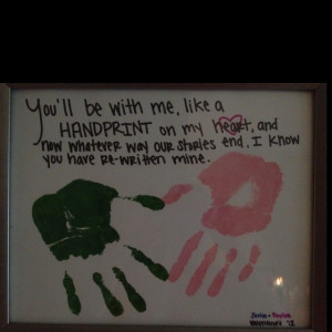 ... our handprints on a paper on valentines day and I wrote the quote