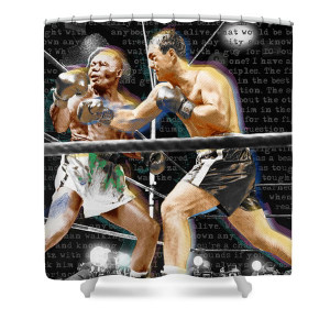 Muhammad Shower Curtains - Rocky Marciano V Jersey Joe Walcott Quotes ...
