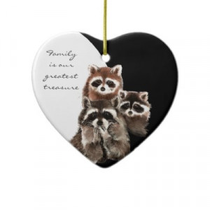 Family -Greatest Treasure Quote Dated Watercolor Raccoon Animal