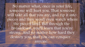 no matter what once in your life someone will hurt you that someone ...