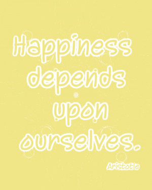 Yellow Aristotle Happiness quote typography Art Print