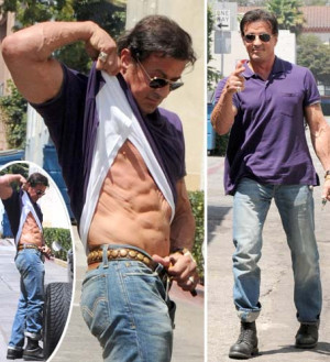 Sylvester Stallone zeigt seine knallharten Bauchmuskeln in Beverly ...
