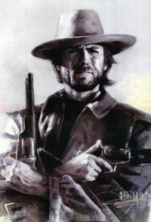 Clint Eastwood Movie (With Guns, B&W) Poster Print Poster