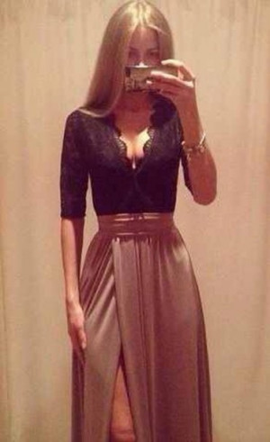 Long Black Lace Top and Skirt