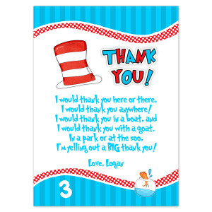 Cat in the Hat Party Thank You Cards