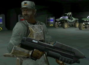 Sergeant Johnson at the beginning of Halo: Combat Evolved , on the ...