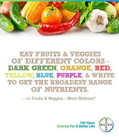 Eat fruits and veggies of different colors—dark green, orange, red ...