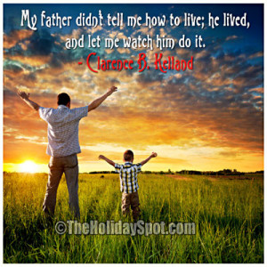 father's day inspirational quote image showing father and son enjoying ...