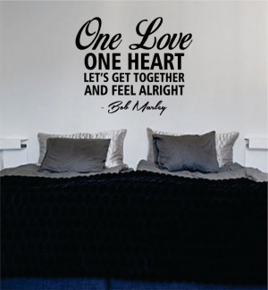 One Love Version 2 Quote Bob Marley Wall Decal Vinyl Art Sticker Music ...