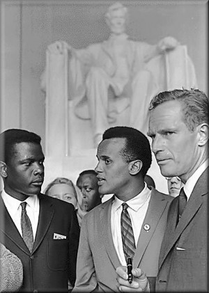 Sidney Poitier (left) and Harry Belafonte (center) for Civil Rights ...