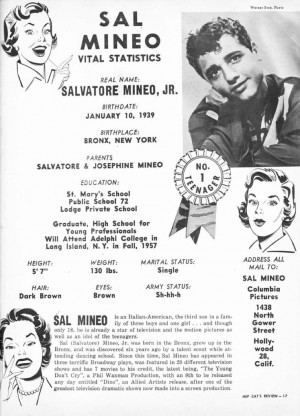... Sal Mineo's Vital Statistics: Hollywood Heroes, Sal Mineo, Mineo