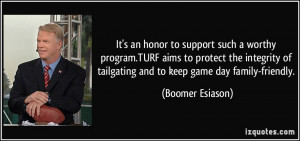 ... of tailgating and to keep game day family-friendly. - Boomer Esiason