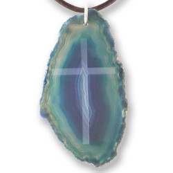 Heavenly Stones Blue Agate Classic Cross Necklace