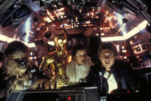 star wars movies c3po falcon cockpit carrie fisher han solo chewbacca ...