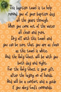 baptism towel poem, There are a ton of good talk ideas, and lessons ...