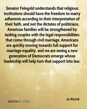 that religious institutions should have the freedom to marry adherents ...