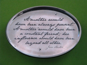 Jane Austen Regency Mother Quotation Oval Glass Paperweight - Mother