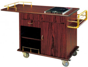 Hotel Restaurant Flame Cart/Wooden Food and Beverage Cart/