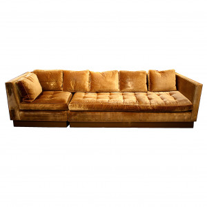 French Gold Velvet Sectional Sofa