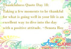 ... dive into the day with a positive attitude. ~Senora Roy #thankful #