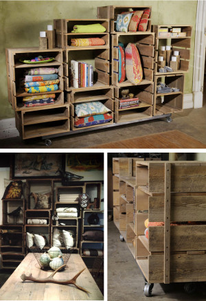 wooden crate shelves