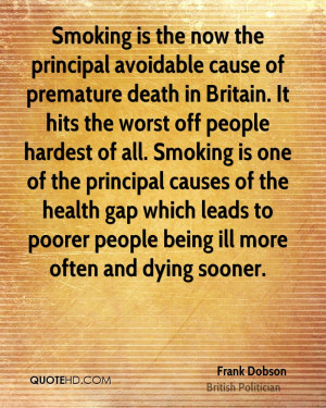Smoking is the now the principal avoidable cause of premature death in ...