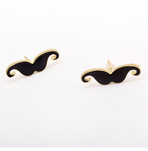 Funny Small Black Cute Mustache Stud Earrings wholesale