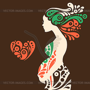Schwangere Frau Silhouette mit abstrakten dekorativen - Vector-Clipart ...