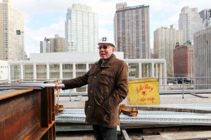 Architect Hugh Hardy on the roof of the Vivian Beaumont Theater where