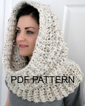 PATTERN ONLY Hooded Neck Warmer Cowl Scarf for Women 
