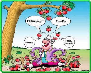 Funny Isaac Newton and apples