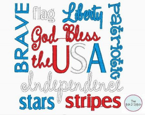 Patriotic Words Embroidery Design