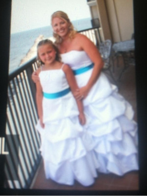 wedding dresses and matching flower girl dress